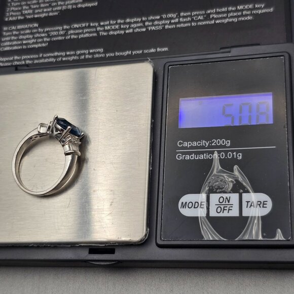 Sterling Silver London Blue Topaz Cathedral Ring Size 10 Signed SUN 5.09g - Picture 14 of 15